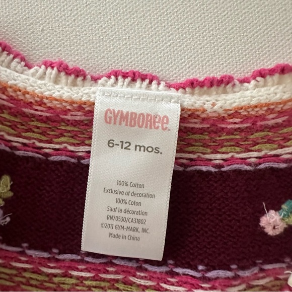 Gymboree 6-12 Months Baby Girl Burgundy Dress Floral Cardigan Set Outfit - Picture 6 of 6